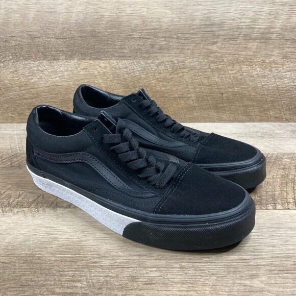 VANS Old Skool Mono Bumper Black/True White Shoes Mens 6.5 Womens 8 RARE NEW